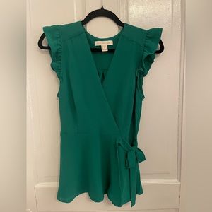 NWOT Monteau Emerald Green Wrap Top